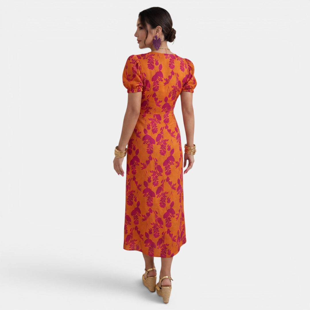 Vestido Largo Verano Mujer Floral Cuello V