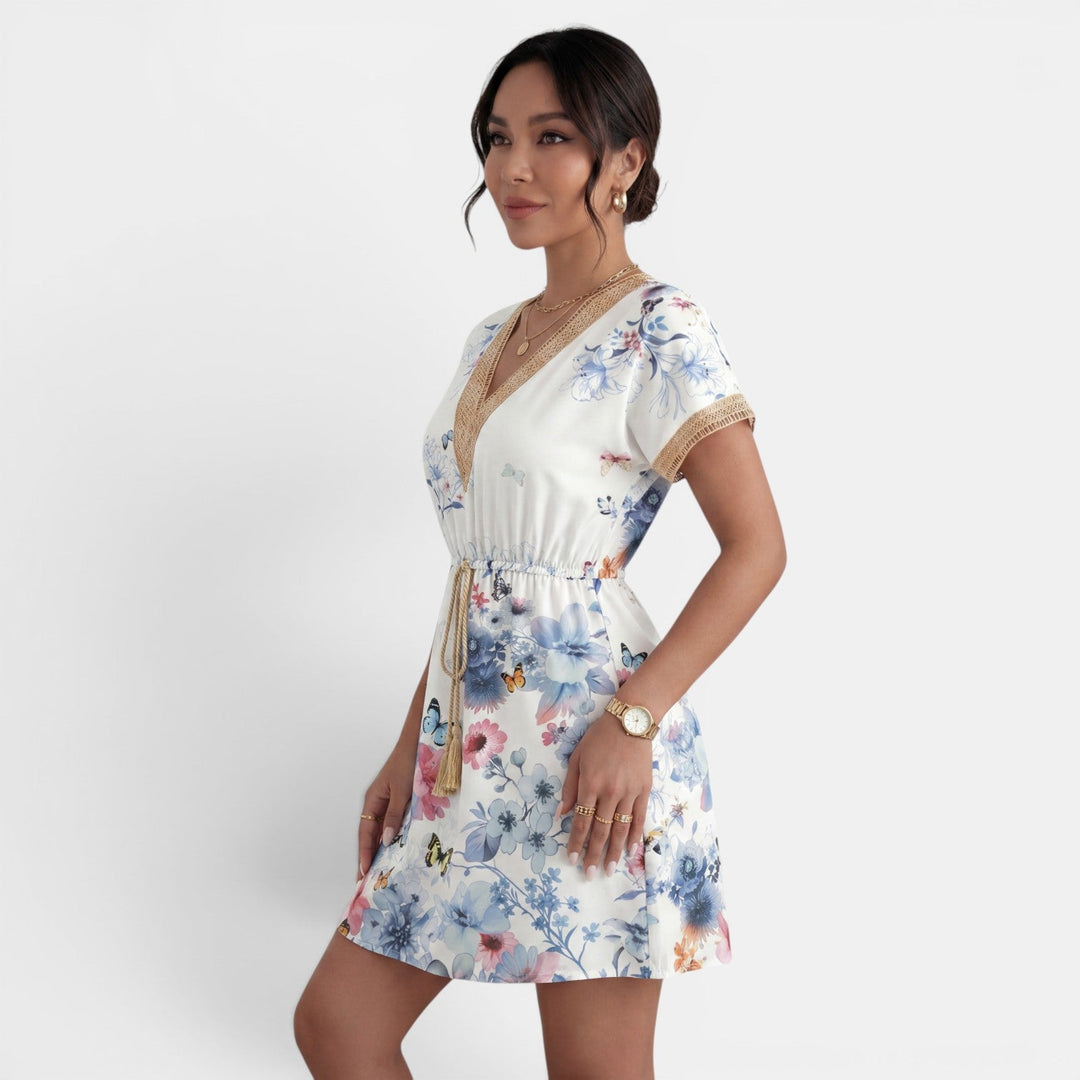 Vestido Corto Verano Mujer Encaje Cuello V