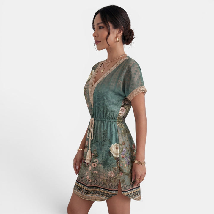 Vestido Corto Verano Mujer Encaje Cuello V