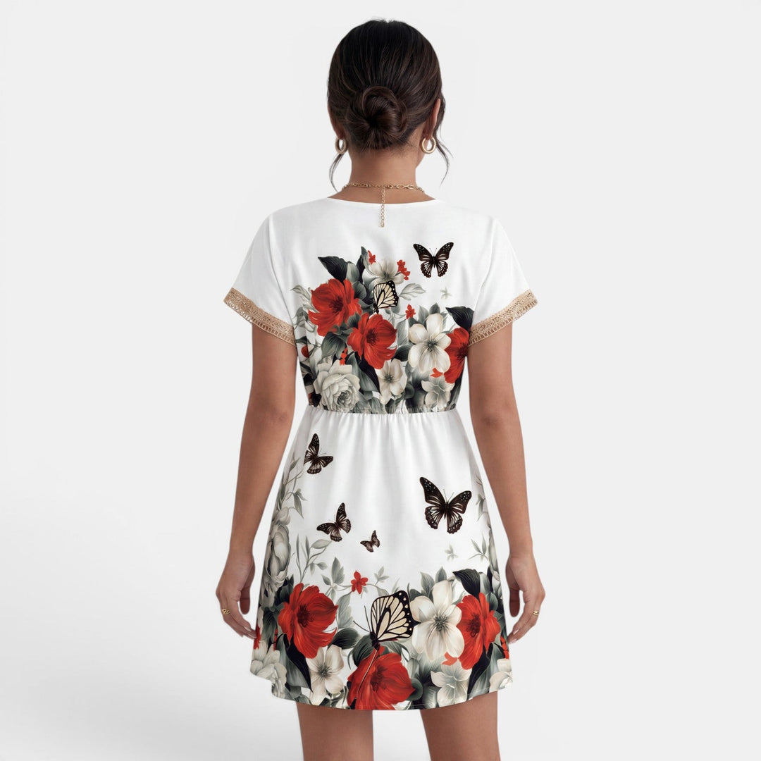Vestido Corto Verano Mujer Encaje Cuello V