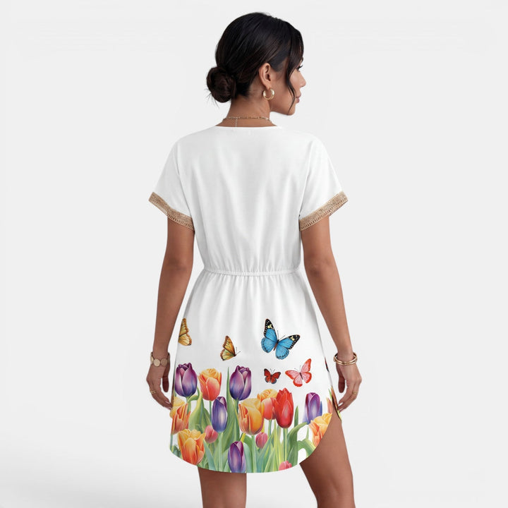 Vestido Corto Verano Mujer Encaje Cuello V