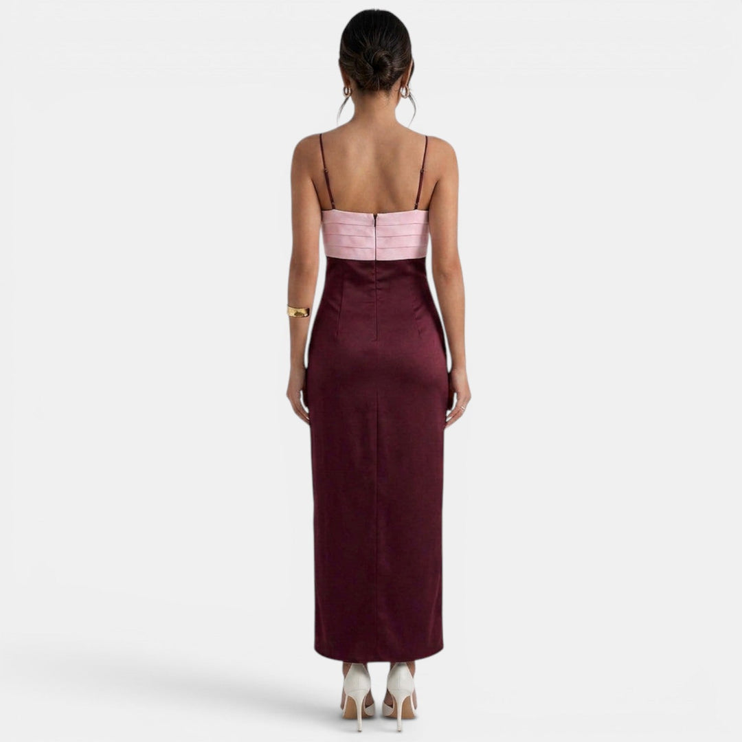 Vestido Largo Bicolor Elegante