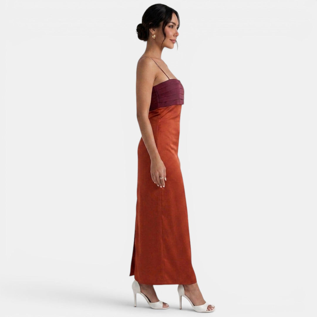 Vestido Largo Bicolor Elegante