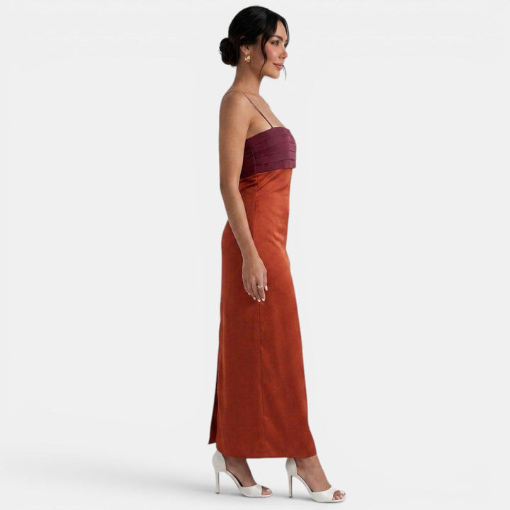 Vestido Largo Bicolor Elegante
