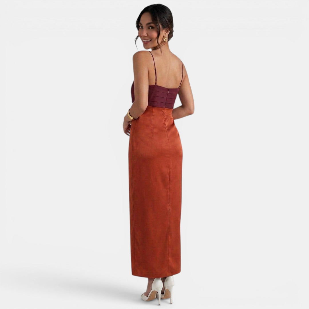 Vestido Largo Bicolor Elegante