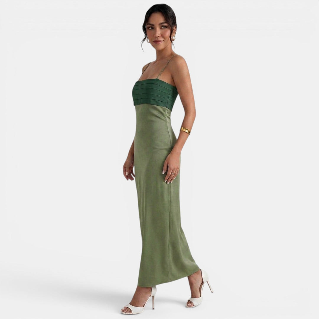 Vestido Largo Bicolor Elegante