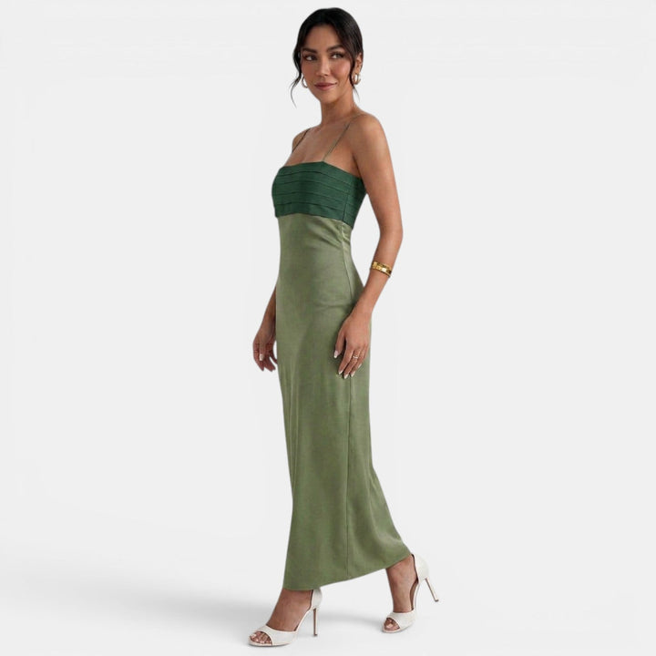 Vestido Largo Bicolor Elegante