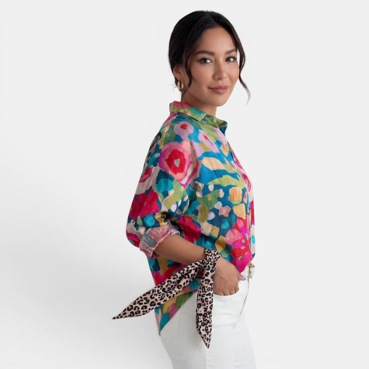 Blusa Mujer Floral Colorida Manga Larga