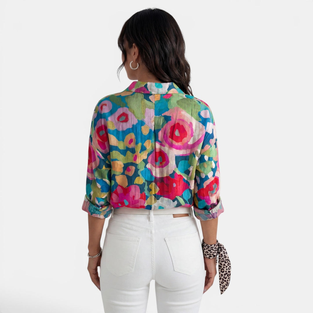 Blusa Mujer Floral Colorida Manga Larga