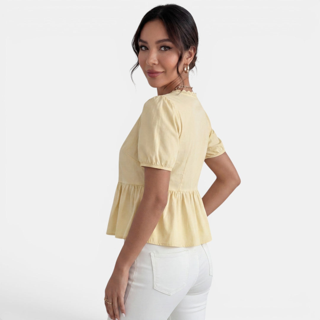 Camisa Amarilla Manga Abullonada
