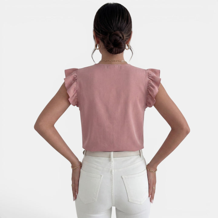 Camisa Mujer Volantes Botones Frontales