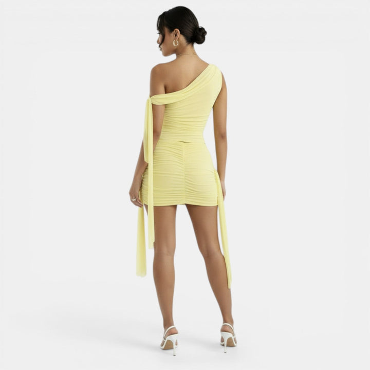 Conjunto Elegante Mujer Amarillo Plisado