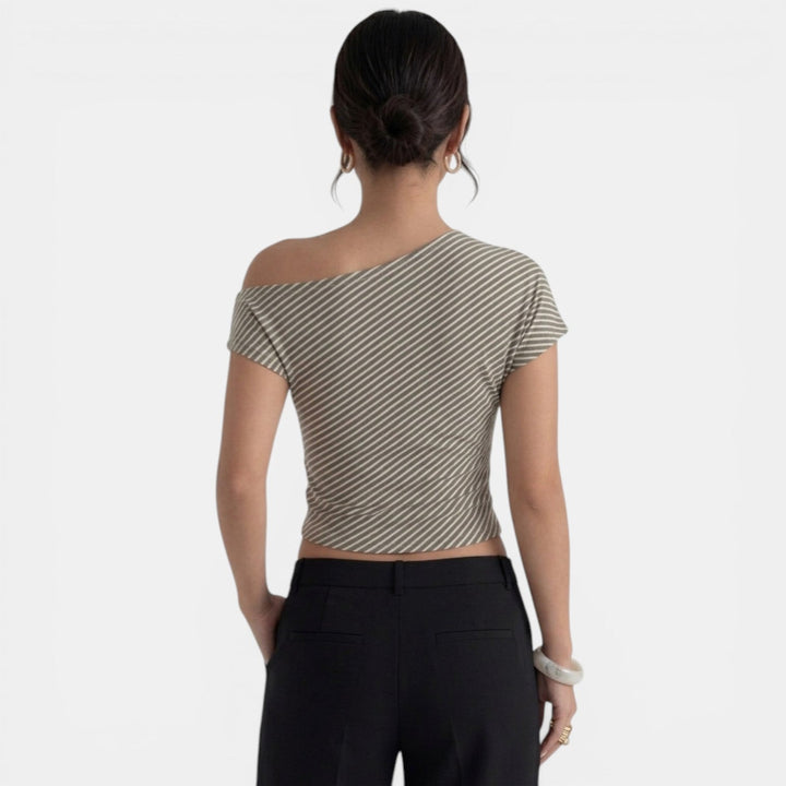Camiseta Gris Mujer Hombros Descubiertos