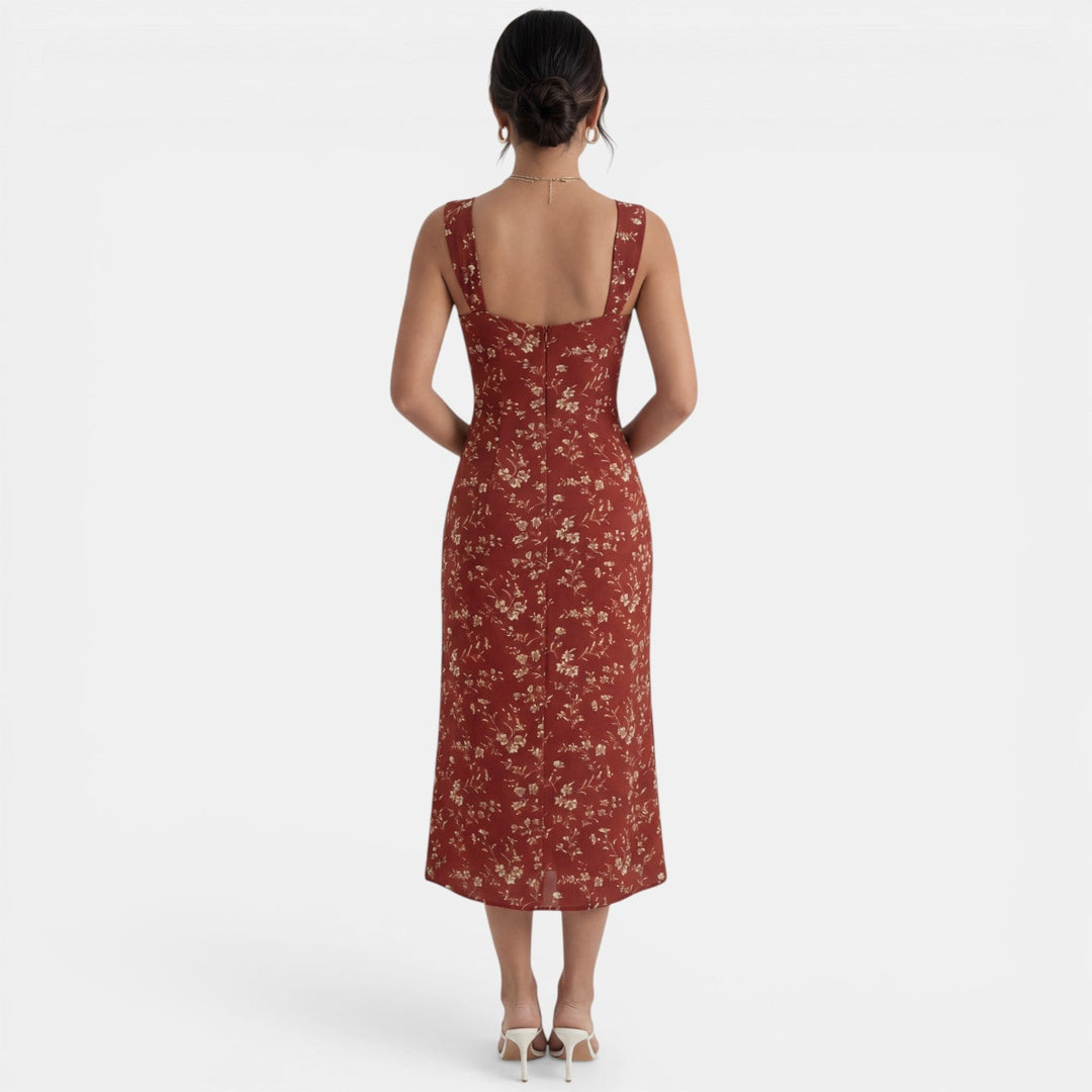 Vestido Largo Floral Rojo