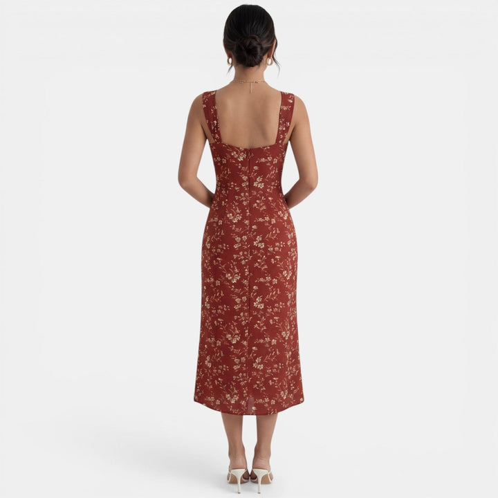 Vestido Largo Floral Rojo