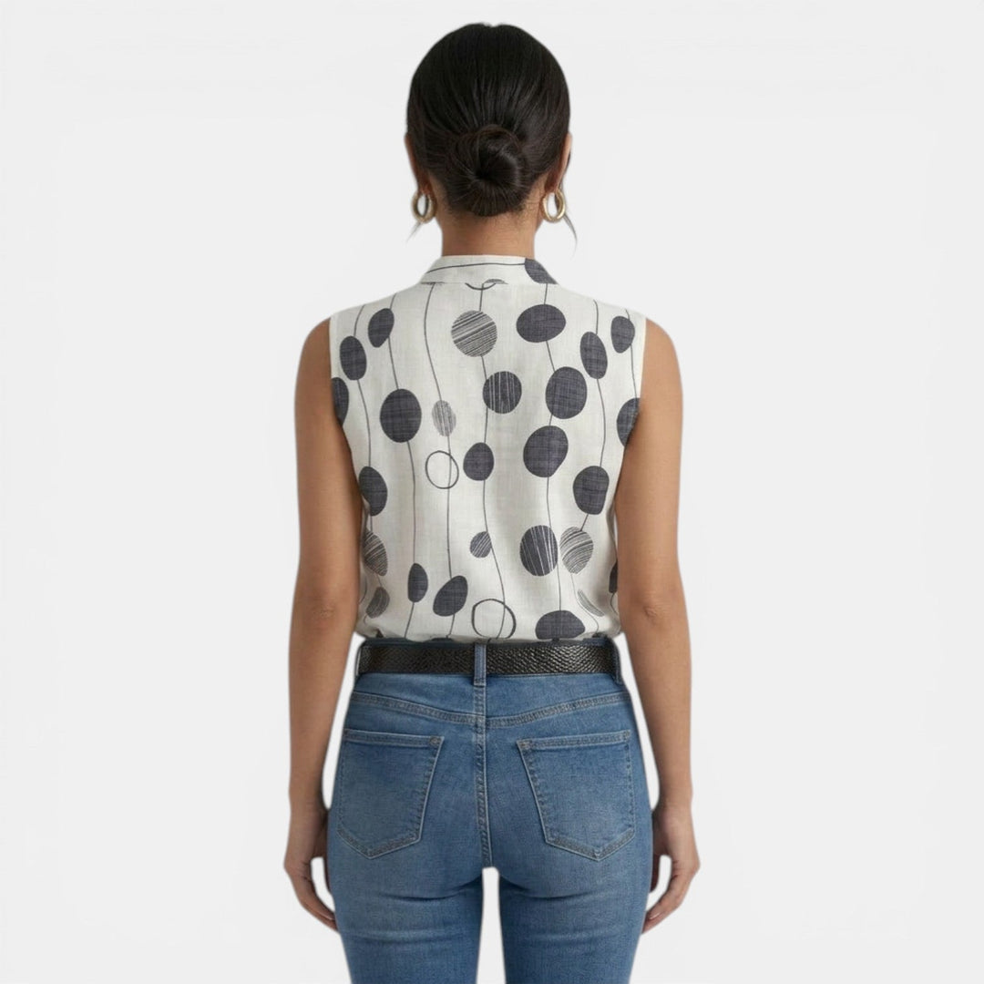 Top Mujer Verano Cuello V Estampado
