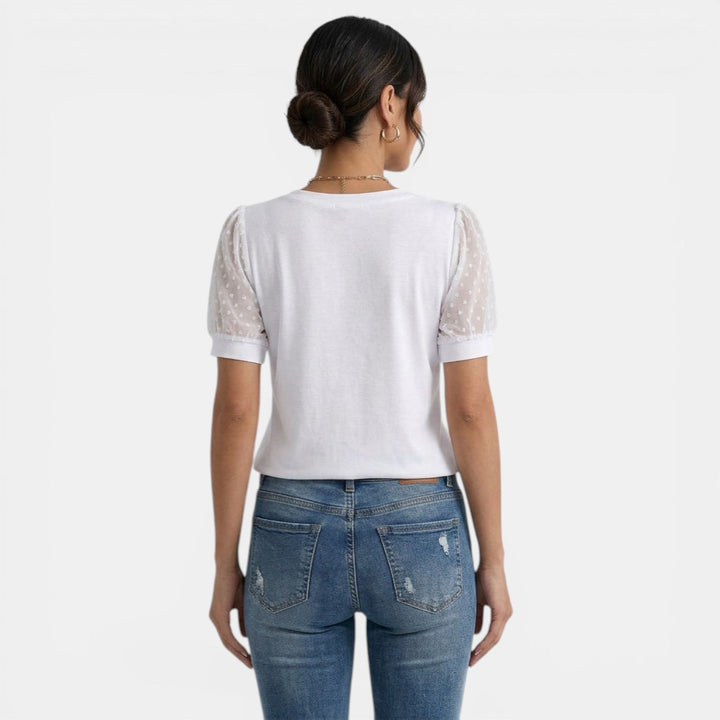 Top Mujer Verano Cuello V Lunares