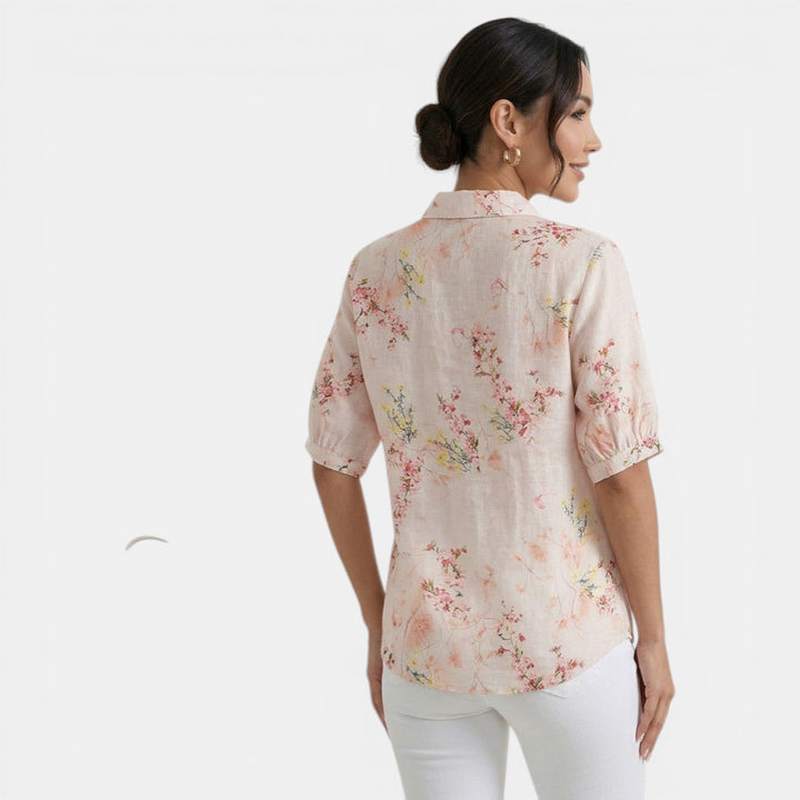 Blusa Floral de Lino y Algodón para Mujer – Verano