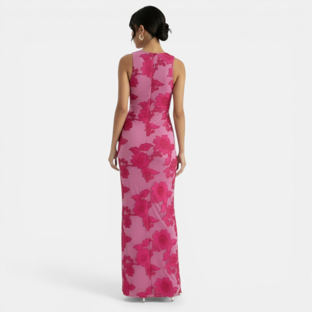Vestido Ajustado Floral Rosa