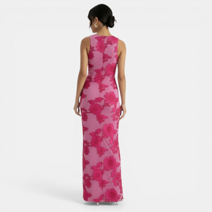 Vestido Ajustado Floral Rosa
