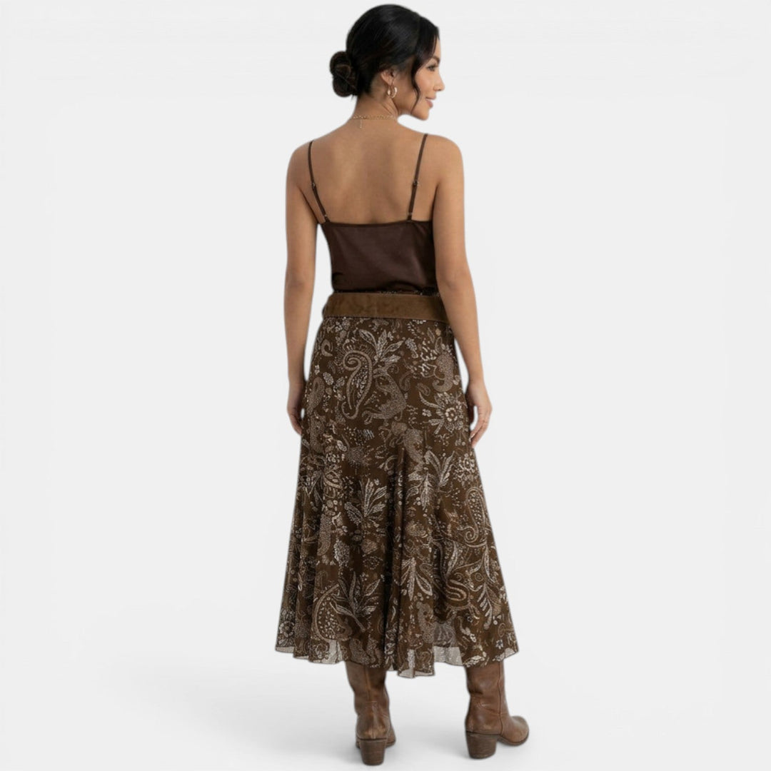 Falda Asimétrica Vintage Marrón