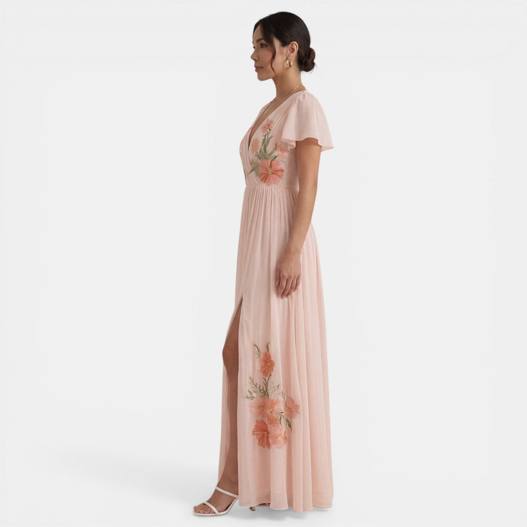 Vestido Maxi Floral Mujer Cuello V