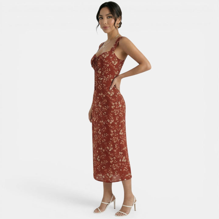 Vestido Largo Floral Rojo