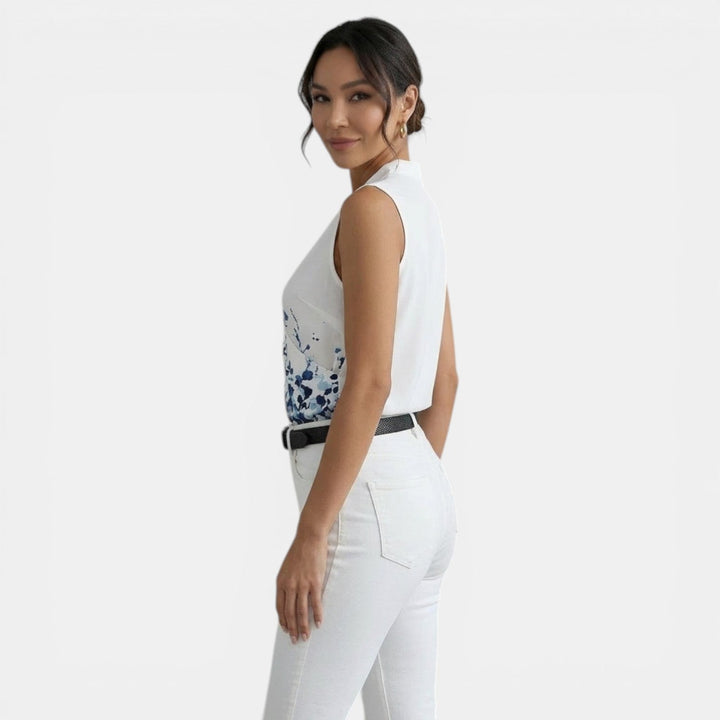 Top Mujer Verano Cuello V Estampado