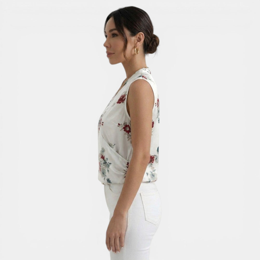 Top Mujer Verano Cuello V Estampado