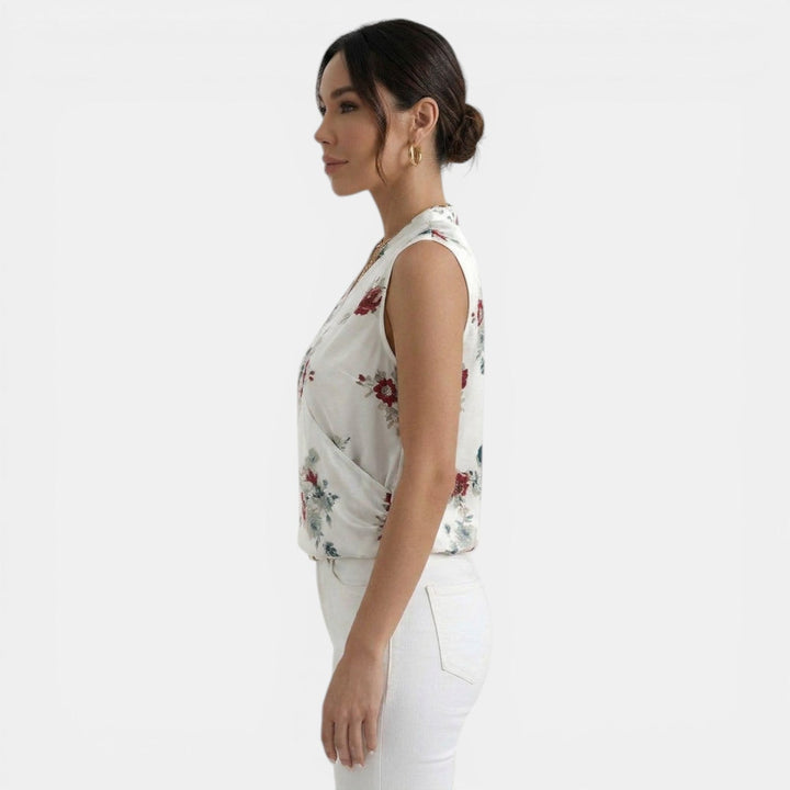 Top Mujer Verano Cuello V Estampado