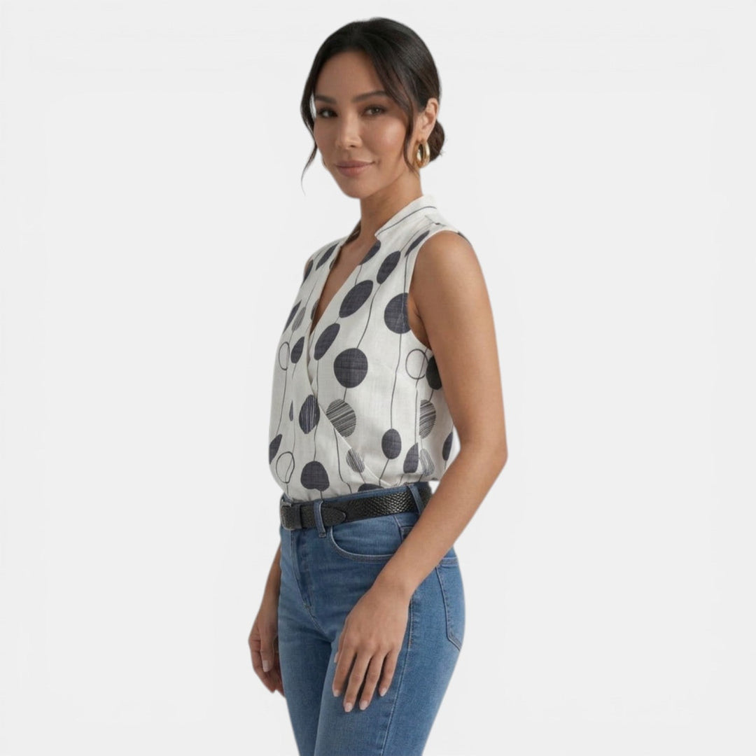 Top Mujer Verano Cuello V Estampado