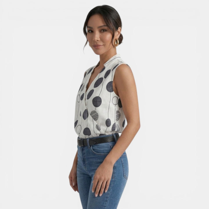 Top Mujer Verano Cuello V Estampado