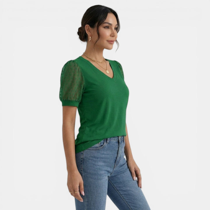 Top Mujer Verano Cuello V Lunares
