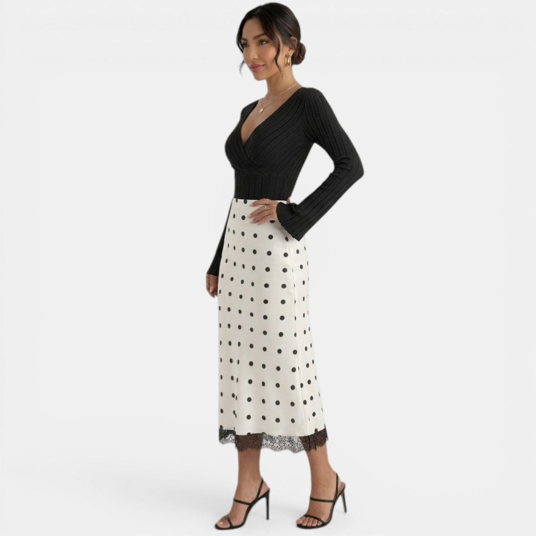 Falda Blanca Lunares Mujer