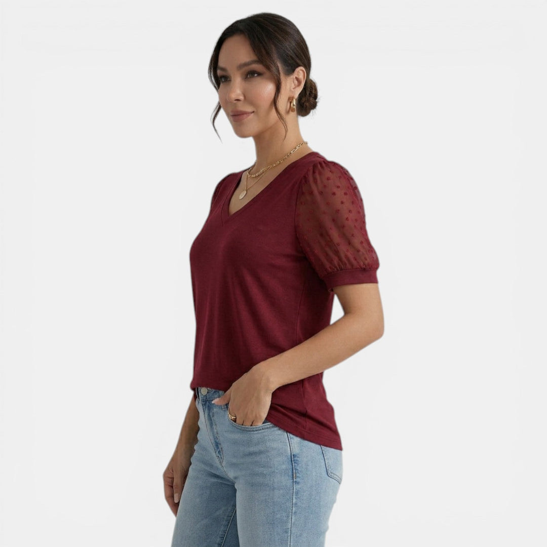 Top Mujer Verano Cuello V Lunares