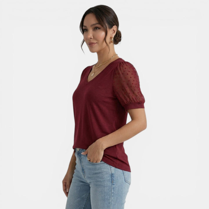 Top Mujer Verano Cuello V Lunares