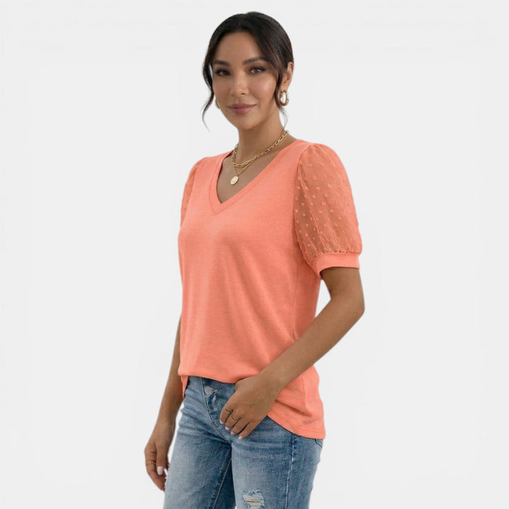Top Mujer Verano Cuello V Lunares