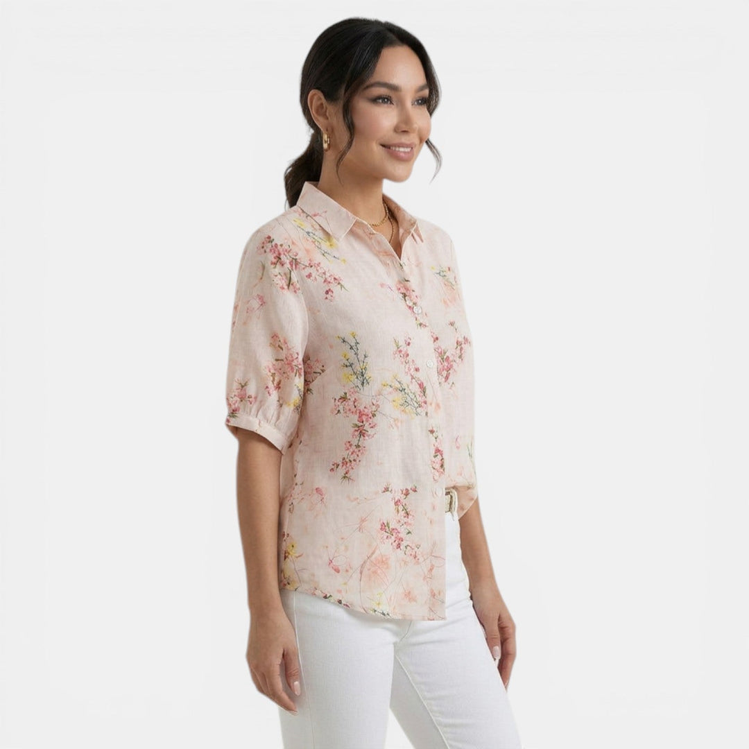 Blusa Floral de Lino y Algodón para Mujer – Verano