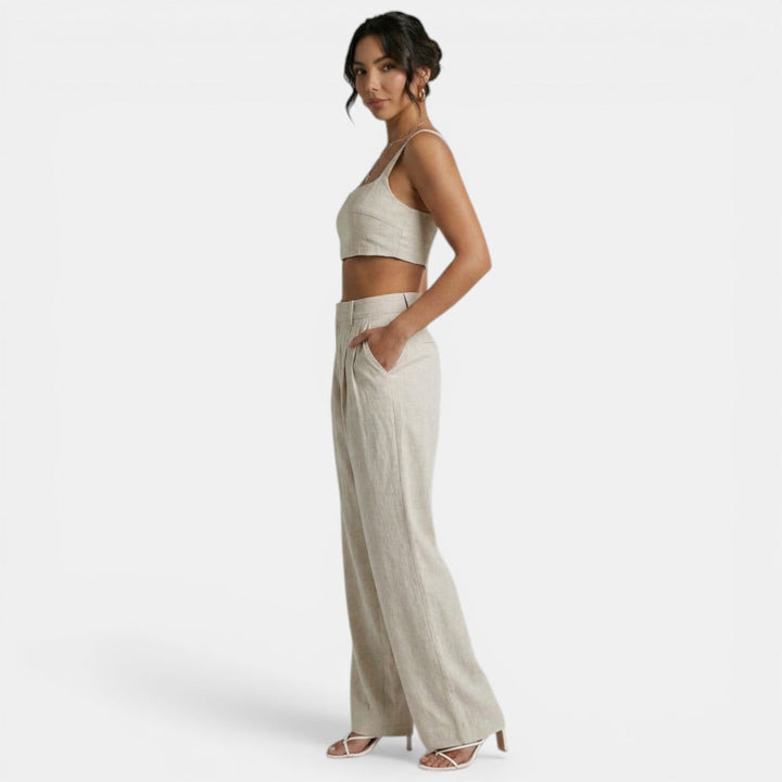 Conjunto Mujer Caqui Lino