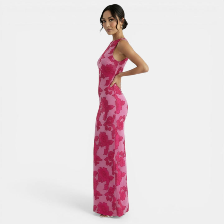 Vestido Ajustado Floral Rosa