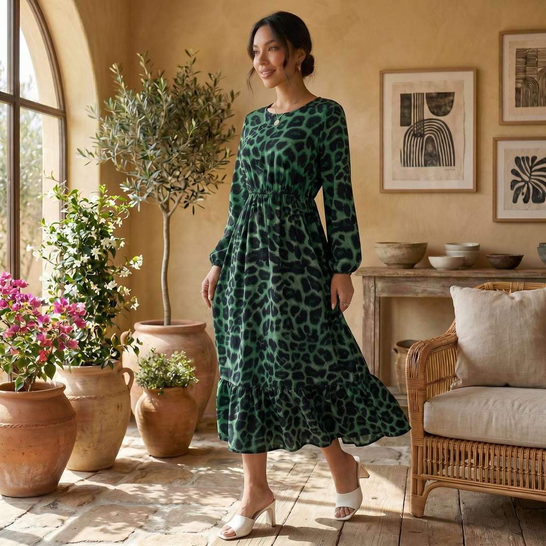 Vestido Midi Leopardo Elegante
