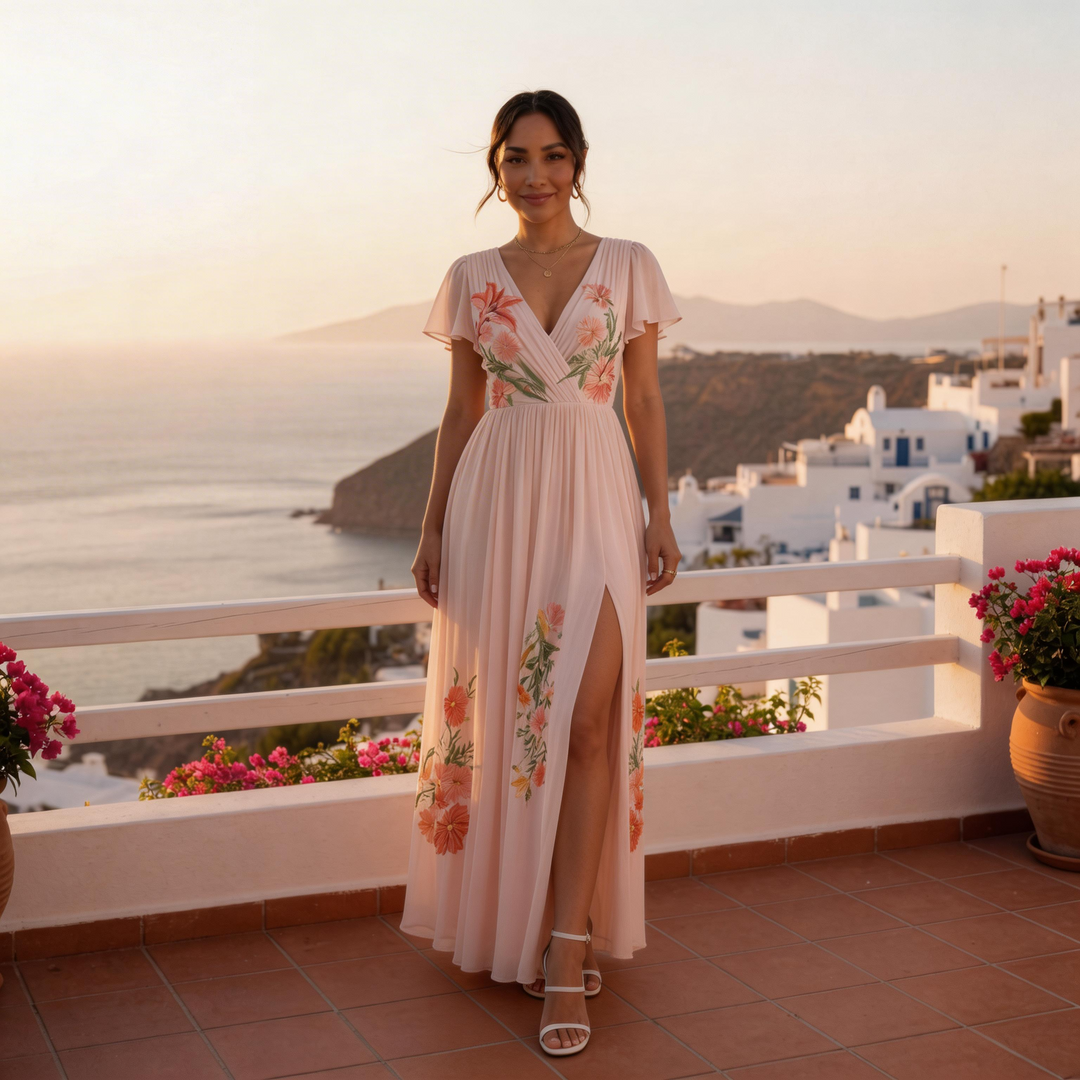 Vestido Maxi Floral Mujer Cuello V