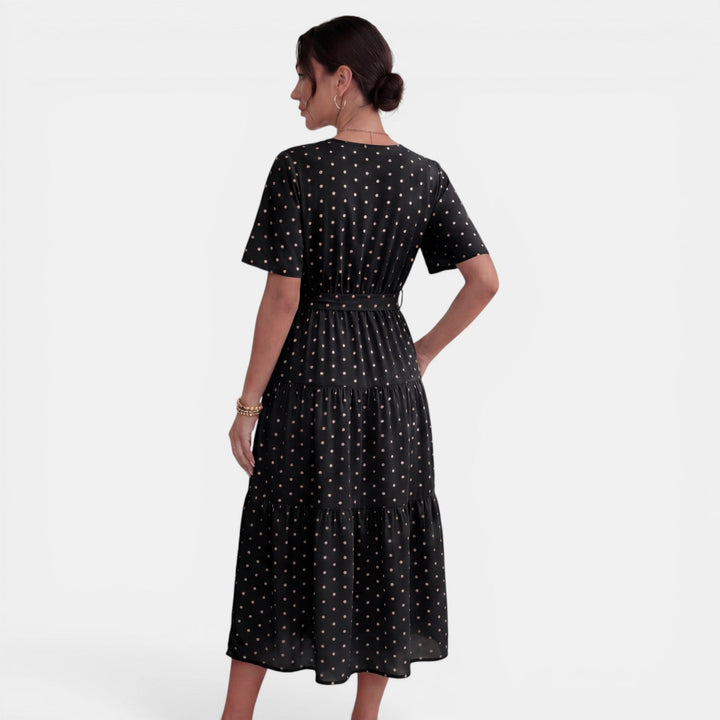 Vestido Midi Lunares Mujer Cuello V