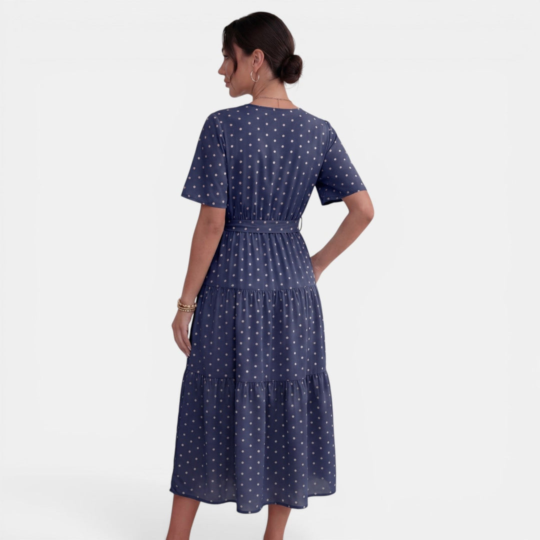 Vestido Midi Lunares Mujer Cuello V