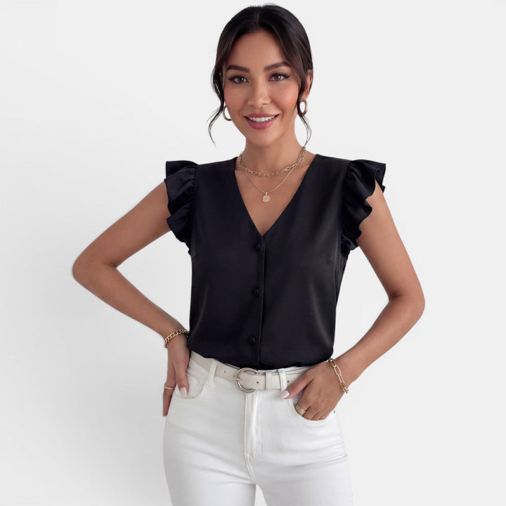 Camisa Mujer Volantes Botones Frontales