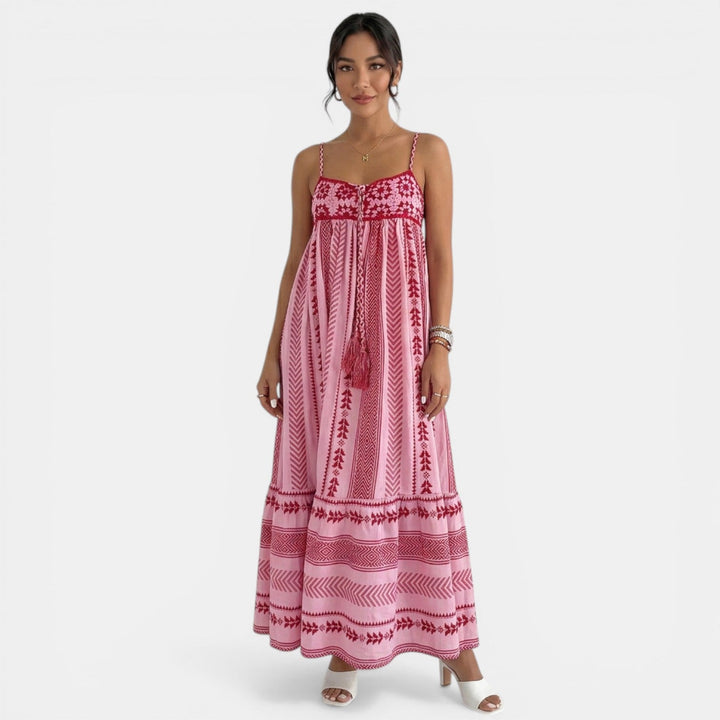 Vestido Maxi Crochet Mujer Rosa