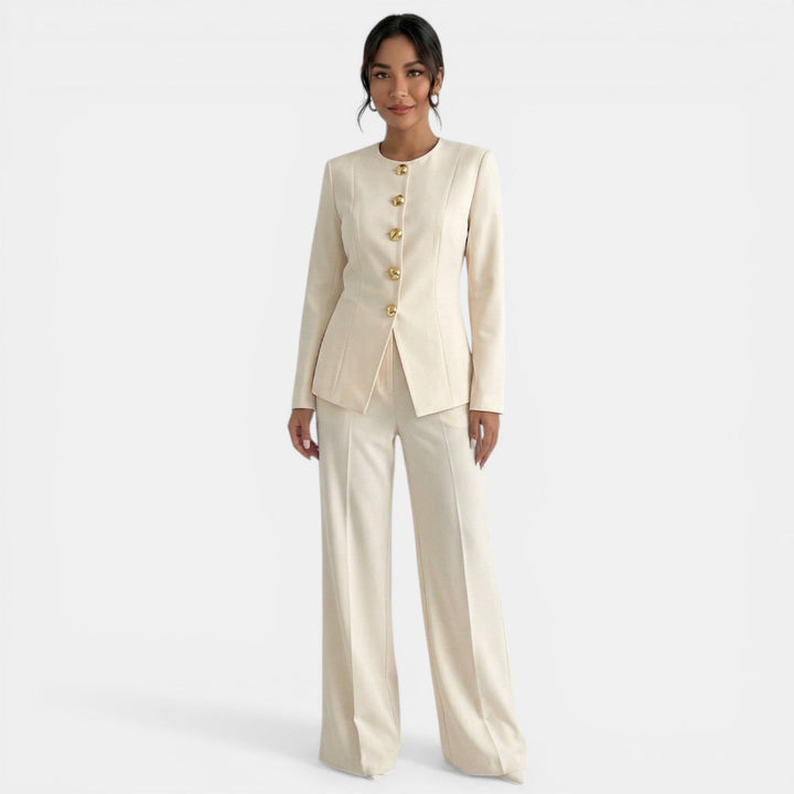 Traje Mujer Blanco Blazer Pantalón