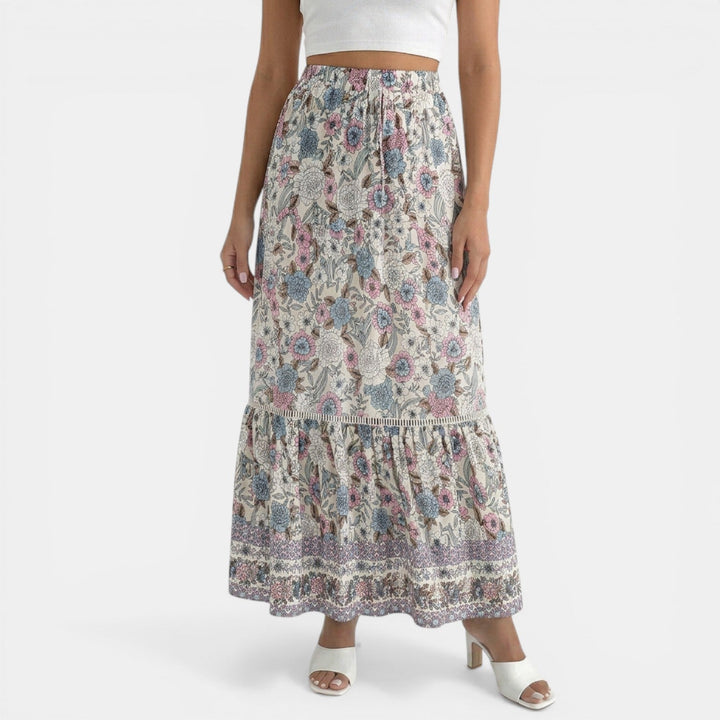 Falda Larga Boho Encaje Floral