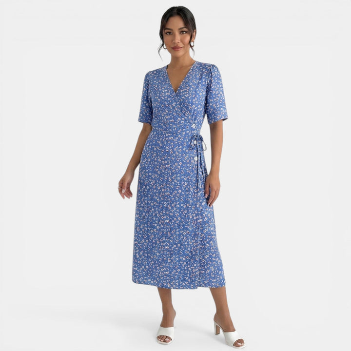 Vestido Midi Floral Azul