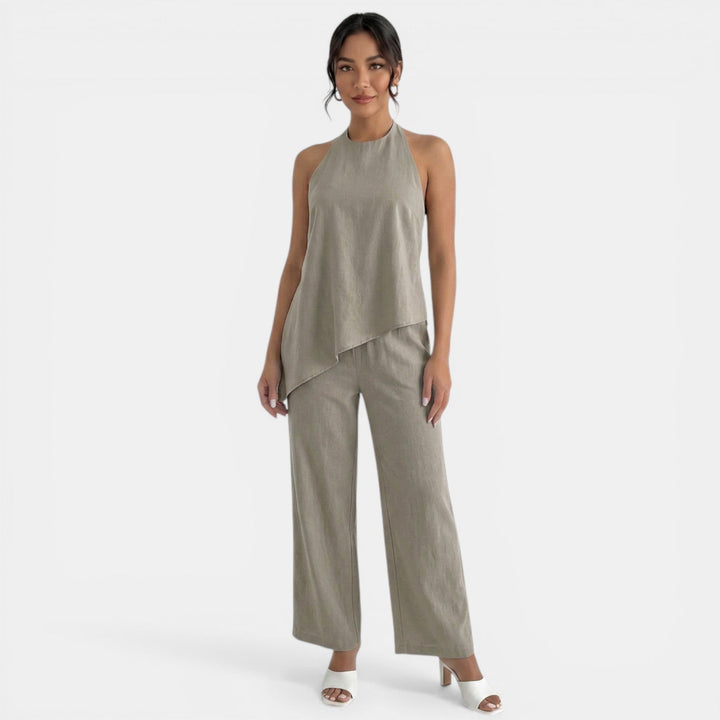 Conjunto Mujer Halter Gris Verano